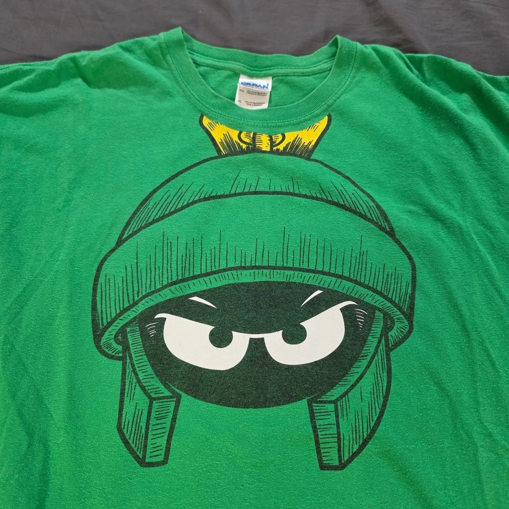 Vintage Looney Tunes Marvin the Martian Graphic T-Shirt Green Mens XL Gildan Y2K